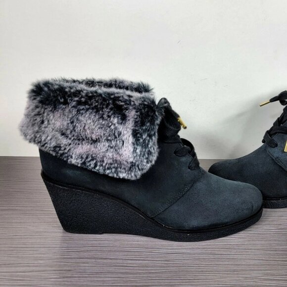 Cole Haan Coralie Wedge Bootie, Black Waterproof Suede, Womens Size 8 & 10 B - Picture 8 of 10